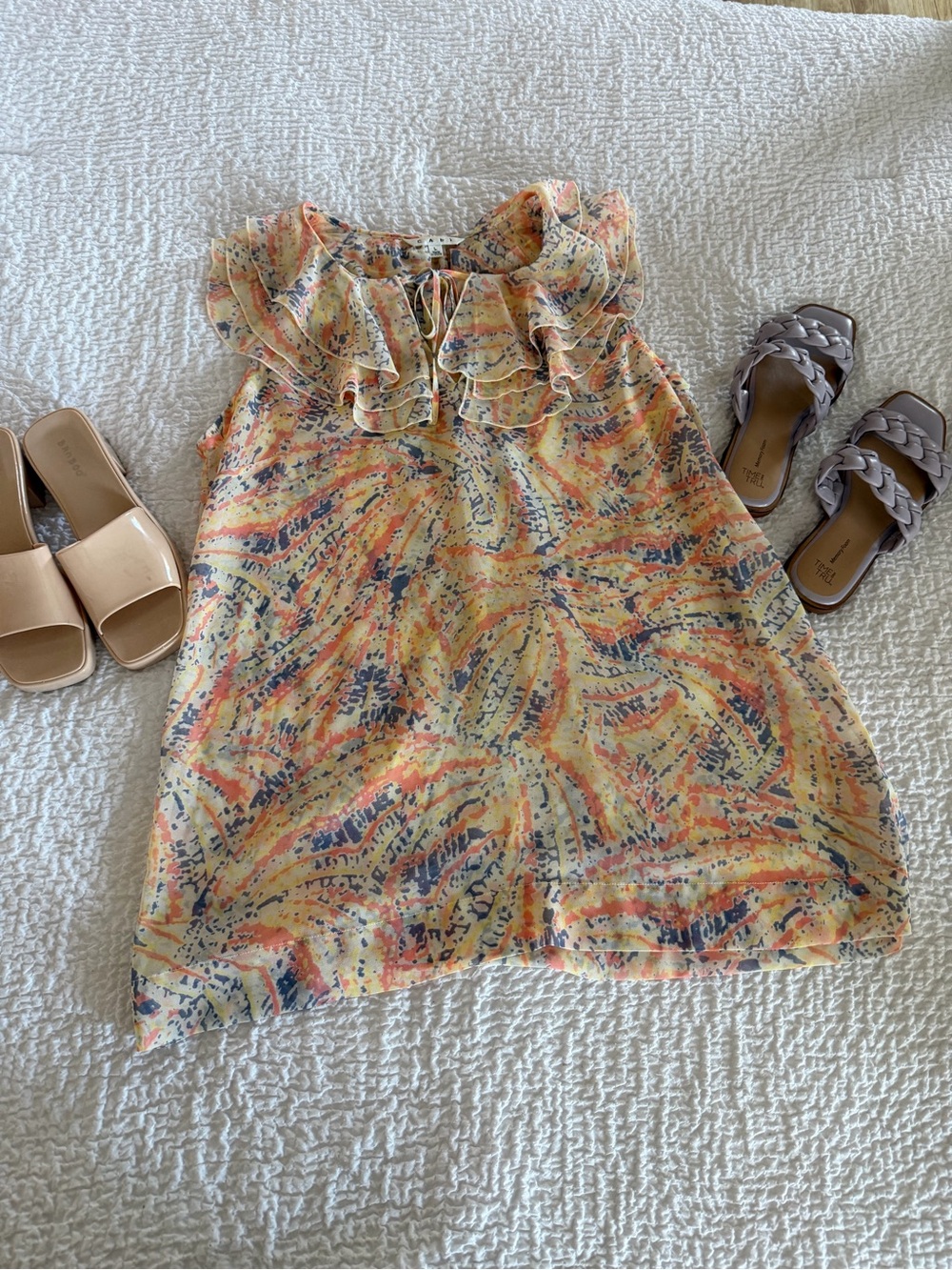 CAbi Yellow Multi Ruffled Tie-Front blouse - Picture 5 of 5